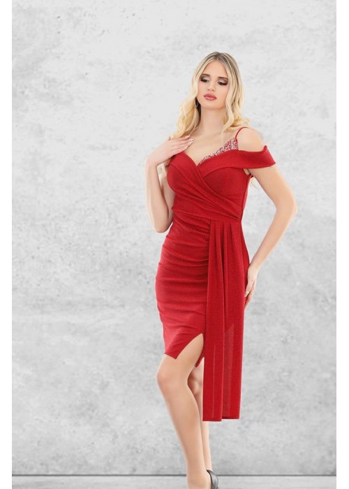 170015 RED COCKTAİL DRESS