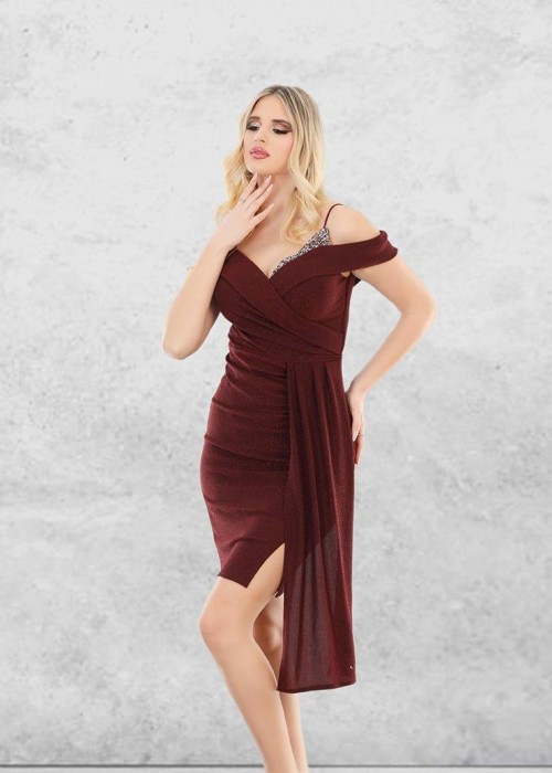 170021 BORDO COCKTAİL DRESS