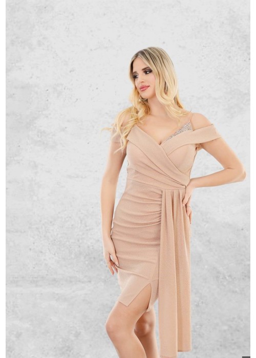 170024 BEIGE COCKTAİL DRESS