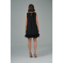 170314 BLACK COCKTAİL DRESS ATLAS FABRIC