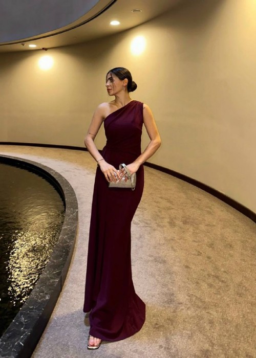 173485 BORDO COCKTAİL DRESS