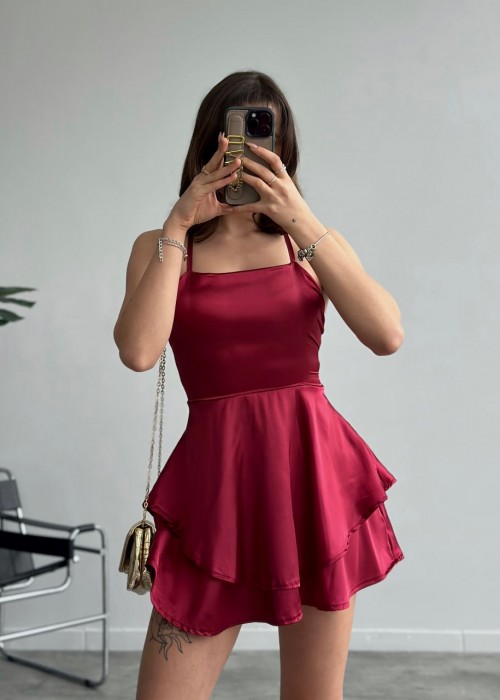 174421 BORDO KLEID SATINSTOFF