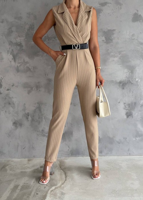 183934 CREAM OVERALLS Knitted crepe