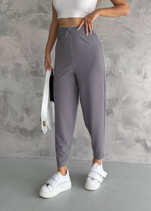 183955 GREY TROUSERS Knitted crepe