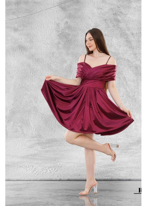 186028 BORDO COCKTAİL DRESS