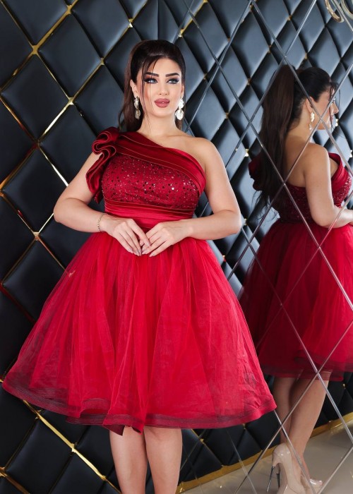 186588 RED COCKTAİL DRESS