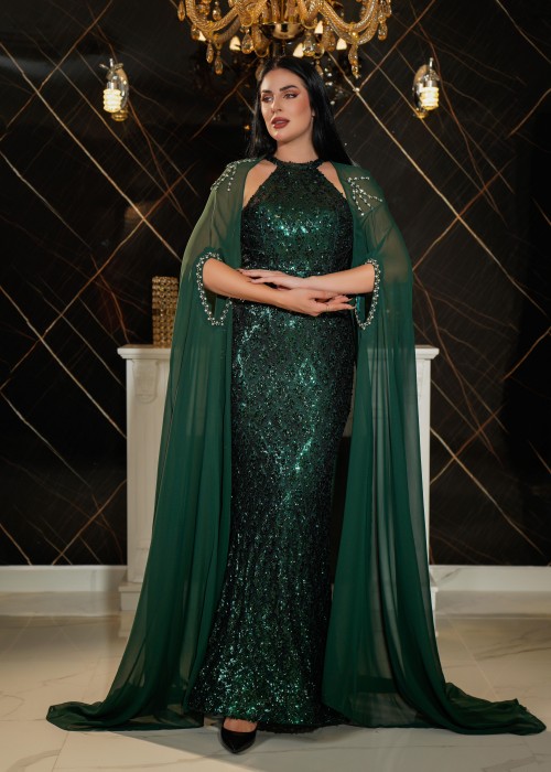 187529 GREEN COCKTAİL DRESS