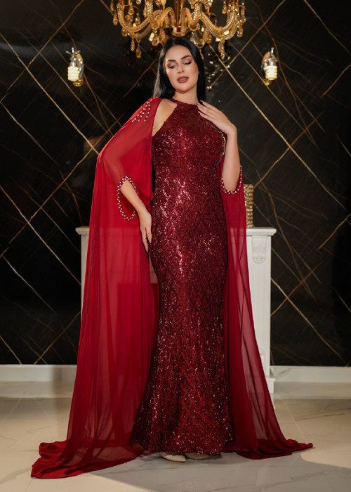 187530 BORDO COCKTAİL DRESS