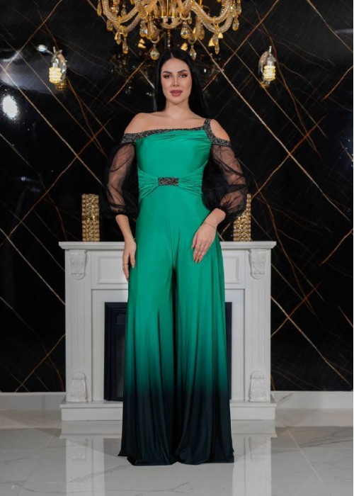 187534 GREEN COCKTAİL DRESS OVERALLS