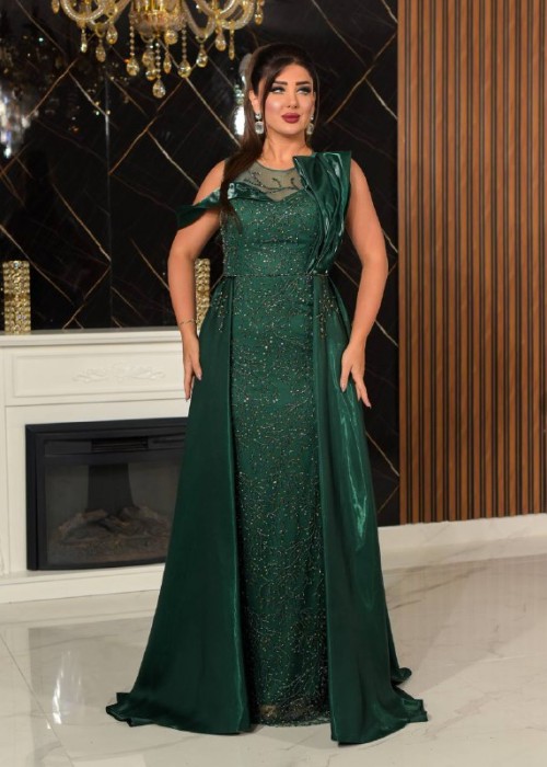 187556 GREEN COCKTAİL DRESS