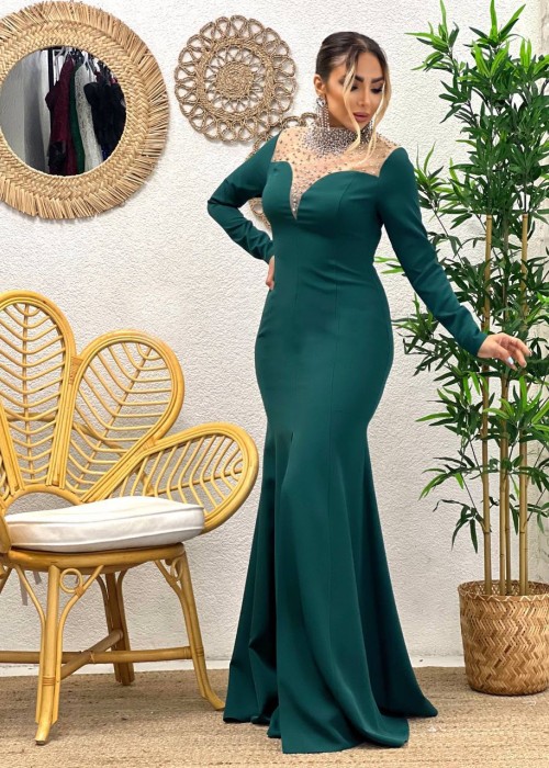 187557 GREEN COCKTAİL DRESS