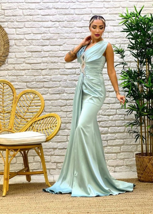 187563 LIGHT BLUE COCKTAİL DRESS