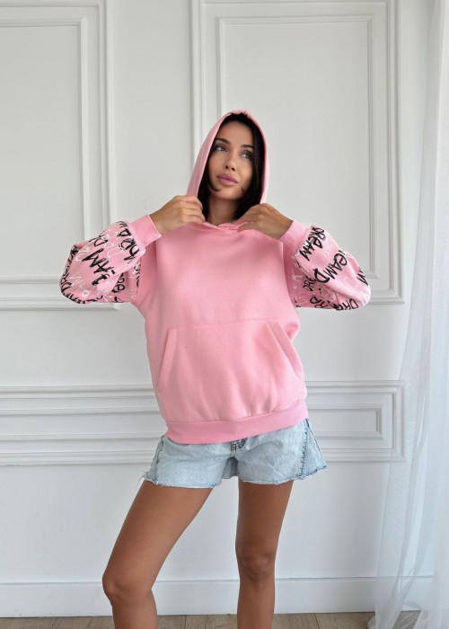 187607 PEMBE SWEAT ŞARDONLU KUMAŞ