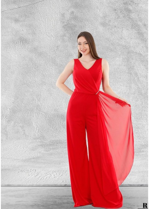 187711 RED COCKTAİL DRESS OVERALLS