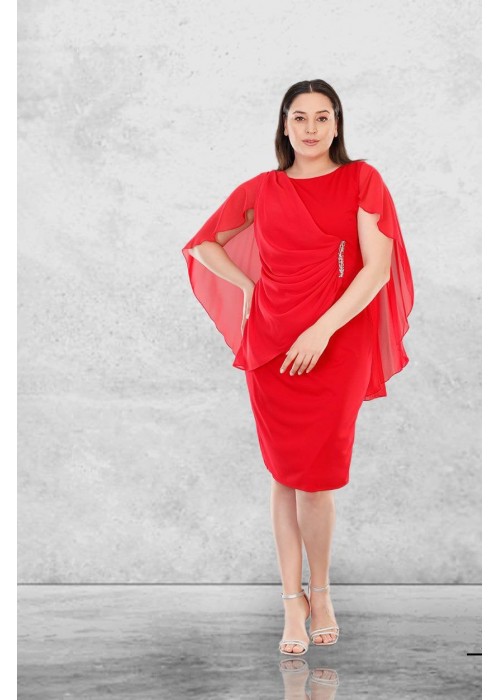 187746 RED COCKTAİL DRESS TULLE