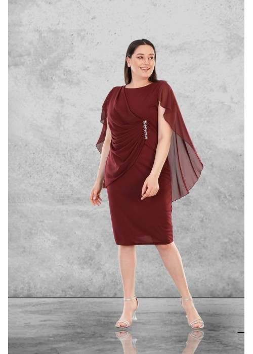 187747 BORDO COCKTAİL DRESS TULLE