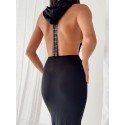 187969 BLACK COCKTAİL DRESS Sandy fabric