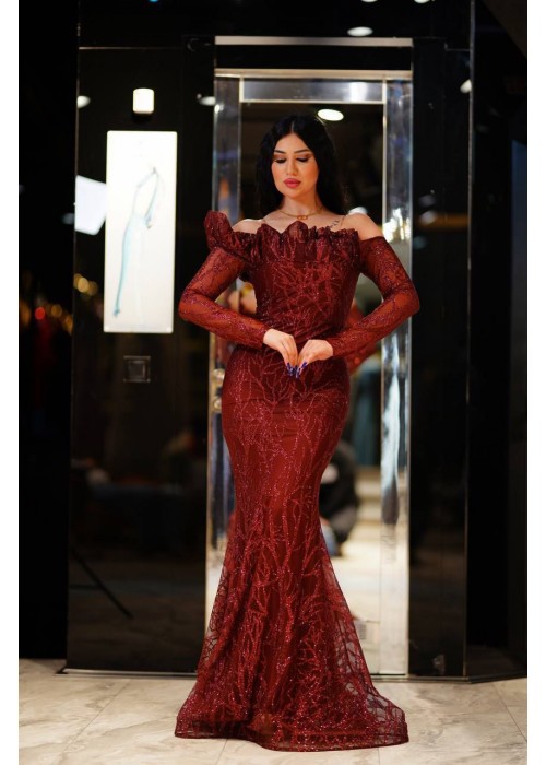 188485 BORDO COCKTAİL DRESS