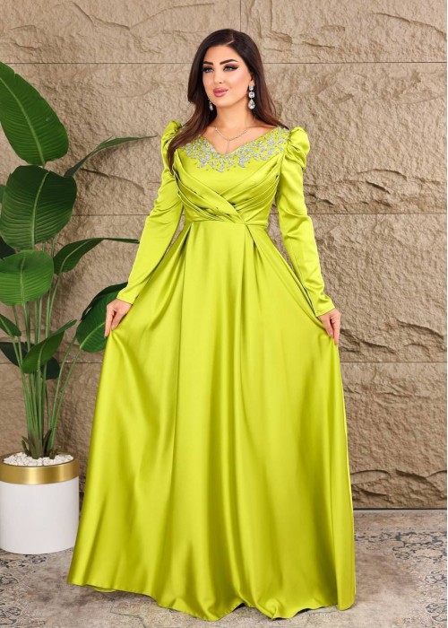 188494 PISTACHIO GREEN COCKTAİL DRESS