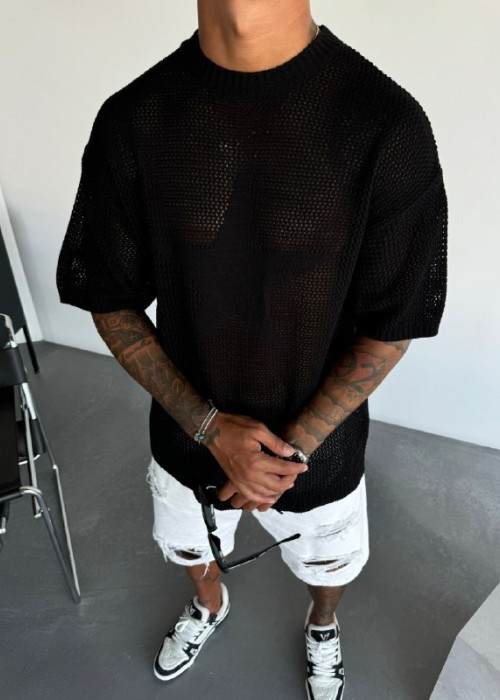 188652 BLACK MEN T-SHIRT KNITWEAR