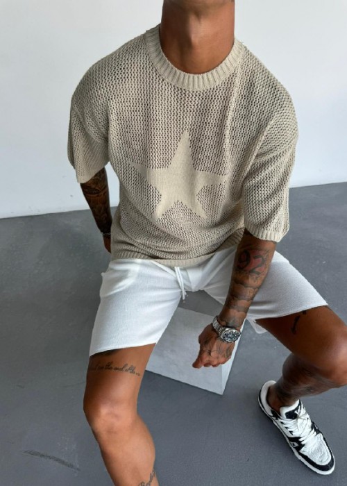 188653 BEIGE MEN T-SHIRT KNITWEAR