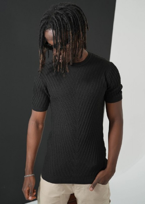 188672 BLACK MEN T-SHIRT KNITWEAR