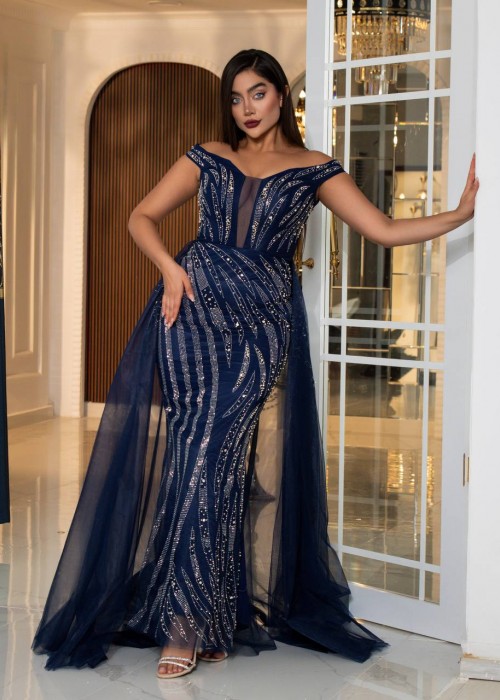 189168 NAVY BLUE COCKTAİL DRESS