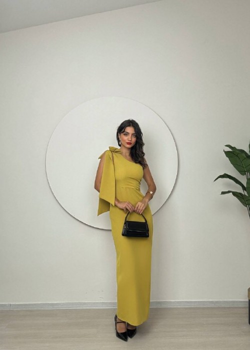 189560 PISTACHIO GREEN COCKTAİL DRESS