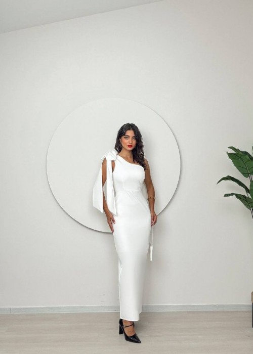 189562 WHITE COCKTAİL DRESS