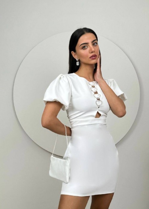 189592 WHITE COCKTAİL DRESS