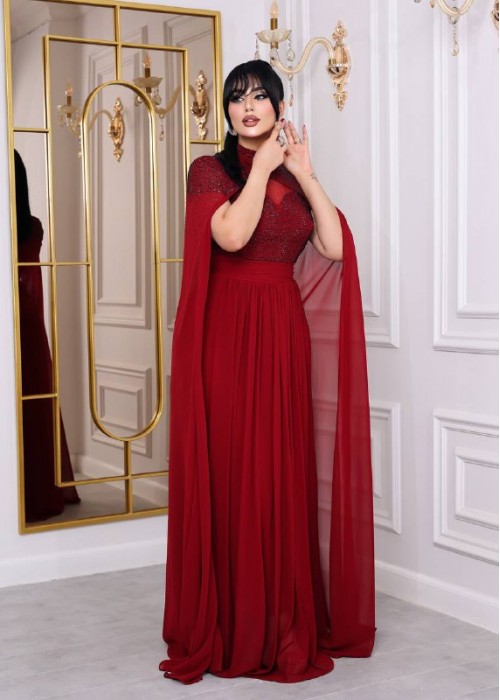 190700 BORDO COCKTAİL DRESS