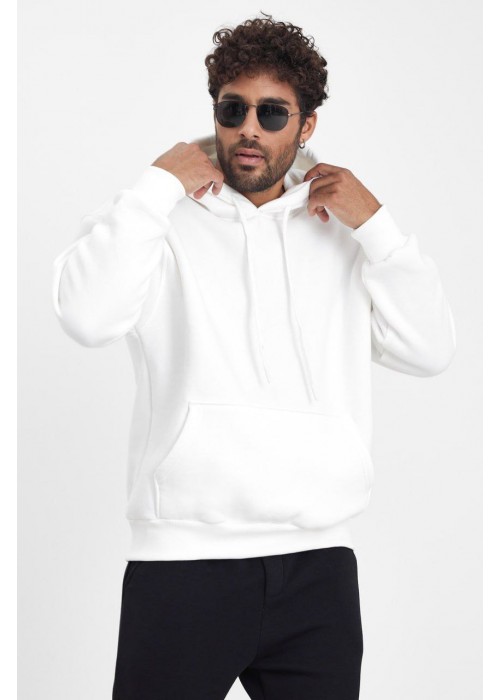 191136 BEYAZ ERKEK SWEATSHIRT ÜÇ İPLİK