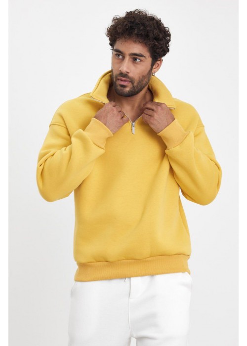 191159 SARI ERKEK SWEATSHIRT ÜÇ İPLİK