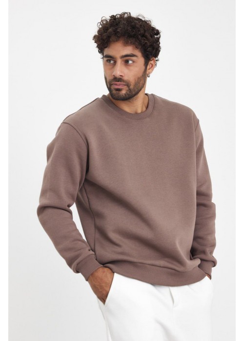 191162 VİZON ERKEK SWEATSHIRT ÜÇ İPLİK