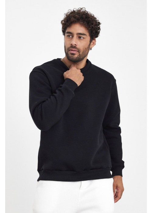 191169 SİYAH ERKEK SWEATSHIRT ÜÇ İPLİK