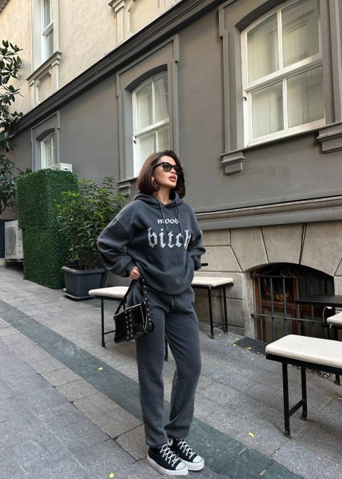 191321 ANTHRAZIT TRACKSUIT Kompaktes Stoff