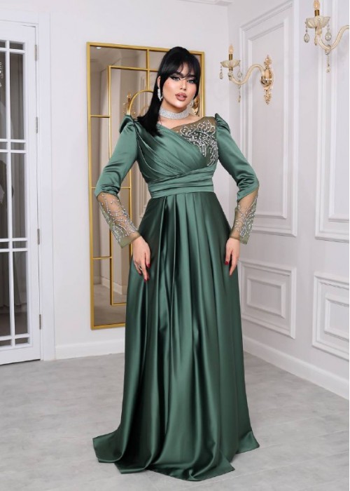 191526 GREEN COCKTAİL DRESS