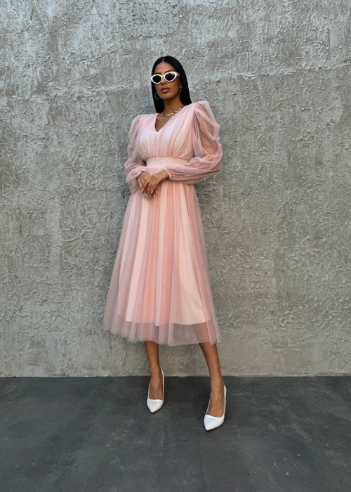 191550 PINK COCKTAİL DRESS TULLE