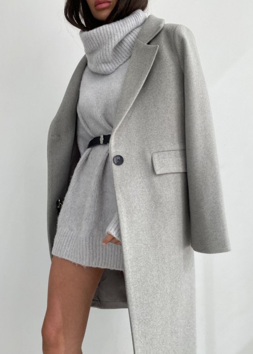 192076 GREY COAT Wool fabric