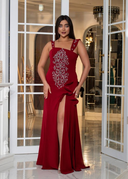 192461 BORDO COCKTAİL DRESS