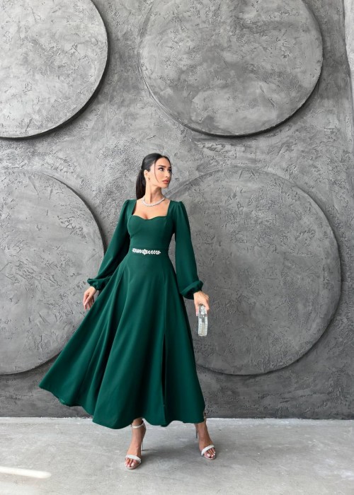 192478 GREEN COCKTAİL DRESS