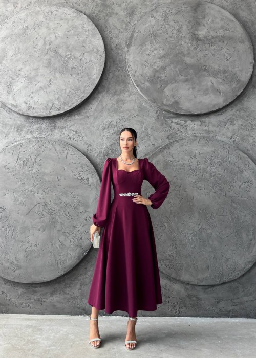 192479 BORDO COCKTAİL DRESS