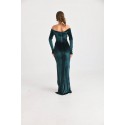 192880 GREEN COCKTAİL DRESS VELVET