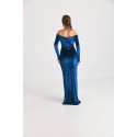 192883 BLUE COCKTAİL DRESS VELVET