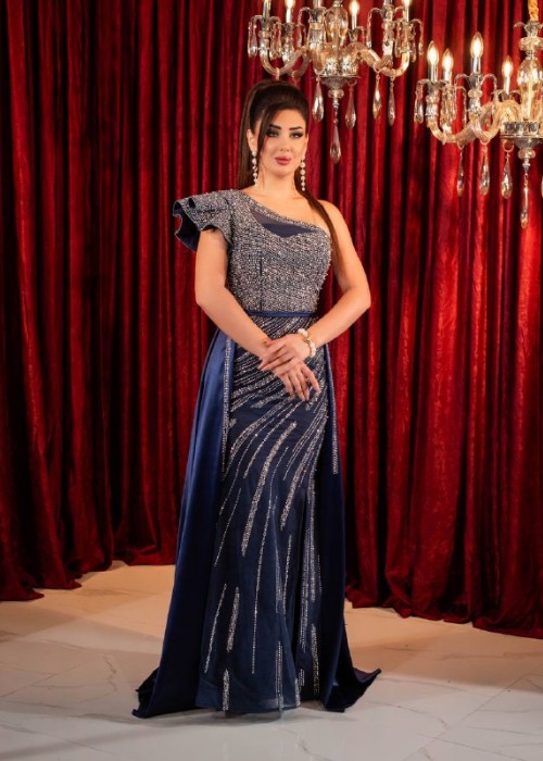 192888 NAVY BLUE COCKTAİL DRESS