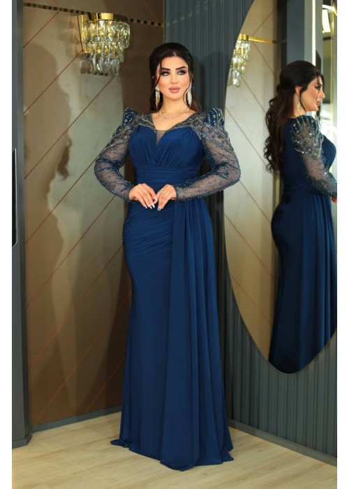 192895 NAVY BLUE COCKTAİL DRESS