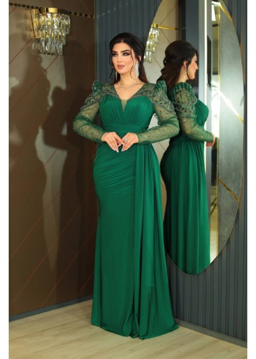 192896 GREEN COCKTAİL DRESS