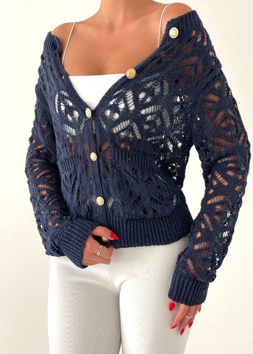 192906 NAVY BLUE CARDIGAN KNITWEAR