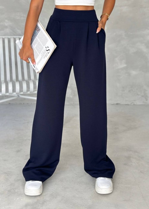 193051 NAVY BLUE TROUSERS Knitted crep