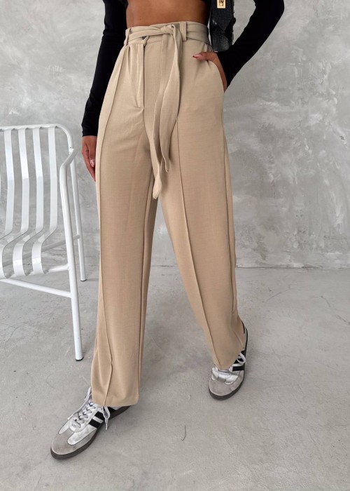 193059 BEIGE TROUSERS Knitted crep